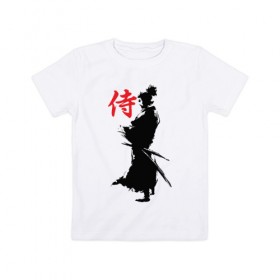 Детская футболка хлопок с принтом Самурай в Петрозаводске, 100% хлопок | круглый вырез горловины, полуприлегающий силуэт, длина до линии бедер | воин | восточные | дух | единоборства | иероглиф | катана | о.м.с.к. | самурай | самурайский | сегун | япония
