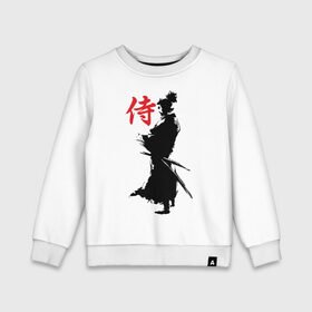 Детский свитшот хлопок с принтом Самурай в Петрозаводске, 100% хлопок | круглый вырез горловины, эластичные манжеты, пояс и воротник | воин | восточные | дух | единоборства | иероглиф | катана | о.м.с.к. | самурай | самурайский | сегун | япония