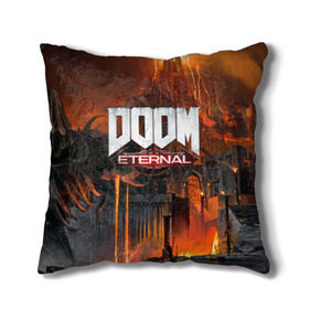 Подушка 3D с принтом DOOM Eternal в Петрозаводске, наволочка – 100% полиэстер, наполнитель – холлофайбер (легкий наполнитель, не вызывает аллергию). | состоит из подушки и наволочки. Наволочка на молнии, легко снимается для стирки | bethesda | dead | death | doom | doom eternal | game | games | metal | monster | ps4 | space | steam | xbox | дум | игра | космос | метал | меч | экшн