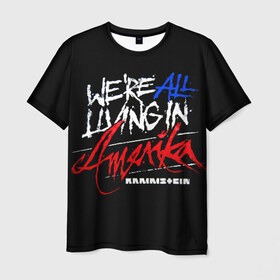 Мужская футболка 3D с принтом Rammstein в Петрозаводске, 100% полиэфир | прямой крой, круглый вырез горловины, длина до линии бедер | rammstein | till lindemann | usa | америка | берлин | германия | металл | музыка | рамштайн | тилль линдеманн