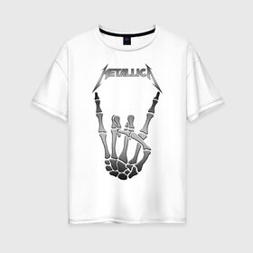 Женская футболка хлопок Oversize с принтом METALLICA в Петрозаводске, 100% хлопок | свободный крой, круглый ворот, спущенный рукав, длина до линии бедер
 | matters metallica | music | nothing else | rock | trash metal | группа | музыка | музыканты | рок | трэш металл