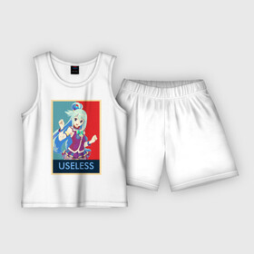 Детская пижама с шортами хлопок с принтом Useless AQUA в Петрозаводске,  |  | anime | konosuba | manga | аква | аниме | бесполезная | бесполезная богиня | богиня | коносуба | манга | этот божественный мир