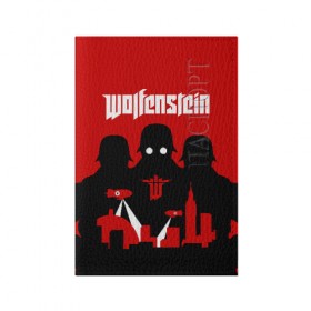 Обложка для паспорта матовая кожа с принтом Wolfenstein в Петрозаводске, натуральная матовая кожа | размер 19,3 х 13,7 см; прозрачные пластиковые крепления | 