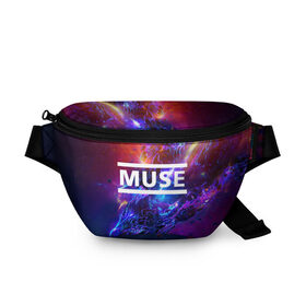 Поясная сумка 3D с принтом MUSE в Петрозаводске, 100% полиэстер | плотная ткань, ремень с регулируемой длиной, внутри несколько карманов для мелочей, основное отделение и карман с обратной стороны сумки застегиваются на молнию | muse | music | rock | группа | музыка | рок | рок группа