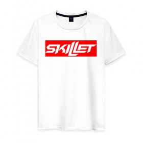 Мужская футболка хлопок с принтом SKILLET в Петрозаводске, 100% хлопок | прямой крой, круглый вырез горловины, длина до линии бедер, слегка спущенное плечо. | 