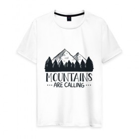 Мужская футболка хлопок с принтом Mountains в Петрозаводске, 100% хлопок | прямой крой, круглый вырез горловины, длина до линии бедер, слегка спущенное плечо. | adventure | travel | горы | кемпинг | отдых | приключения | природа | путешествие | туризм | турист | турслёт
