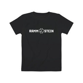 Детская футболка хлопок с принтом RAMMSTEIN в Петрозаводске, 100% хлопок | круглый вырез горловины, полуприлегающий силуэт, длина до линии бедер | Тематика изображения на принте: music | rammstein | rock | группа | музыка | музыканты | рамштайн | рок