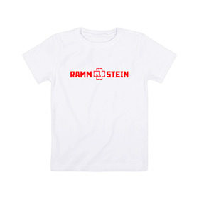 Детская футболка хлопок с принтом RAMMSTEIN (НА СПИНЕ) в Петрозаводске, 100% хлопок | круглый вырез горловины, полуприлегающий силуэт, длина до линии бедер | music | rammstein | rock | группа | музыка | музыканты | рамштайн | рок