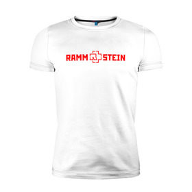 Мужская футболка премиум с принтом RAMMSTEIN (НА СПИНЕ) в Петрозаводске, 92% хлопок, 8% лайкра | приталенный силуэт, круглый вырез ворота, длина до линии бедра, короткий рукав | music | rammstein | rock | группа | музыка | музыканты | рамштайн | рок