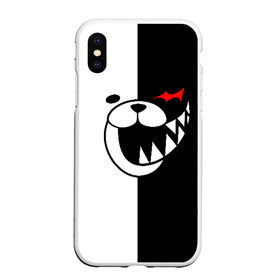 Чехол для iPhone XS Max матовый с принтом MONOKUMA в Петрозаводске, Силикон | Область печати: задняя сторона чехла, без боковых панелей | anime | bear | black  white | danganronpa | kurokuma | monodam | monokuma | monomi | monotaro | pink | rabbit | school | shirokuma | аниме | главарь | мoноми | монокума | черно белый | школа