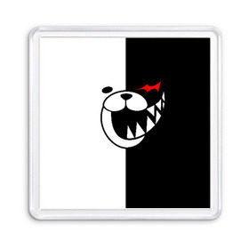 Магнит 55*55 с принтом MONOKUMA в Петрозаводске, Пластик | Размер: 65*65 мм; Размер печати: 55*55 мм | Тематика изображения на принте: anime | bear | black  white | danganronpa | kurokuma | monodam | monokuma | monomi | monotaro | pink | rabbit | school | shirokuma | аниме | главарь | мoноми | монокума | черно белый | школа