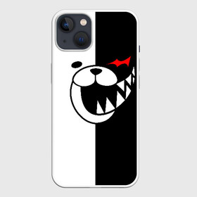 Чехол для iPhone 13 с принтом Monokuma открыл рот в Петрозаводске,  |  | anime | bear | black  white | danganronpa | kurokuma | monodam | monokuma | monomi | monotaro | pink | rabbit | school | shirokuma | аниме | главарь | мoноми | монокума | черно белый | школа