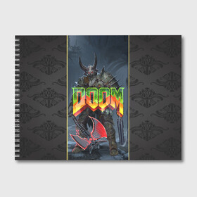 Альбом для рисования с принтом Doom Enternal в Петрозаводске, 100% бумага
 | матовая бумага, плотность 200 мг. | Тематика изображения на принте: 3d | doom enternal | игра | компьютерная | логотип | темный | шутер