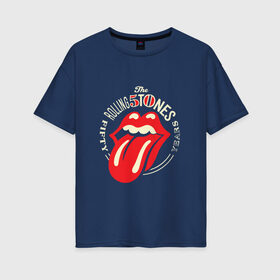 Женская футболка хлопок Oversize с принтом Rolling stones в Петрозаводске, 100% хлопок | свободный крой, круглый ворот, спущенный рукав, длина до линии бедер
 | roll stone | rolling stone скачать | rolling stones | rolling stones лучшее | the rolling stones | купить футболку rolling stones | рок | рок н ролл | роллин стоунз | футболка rolling stones