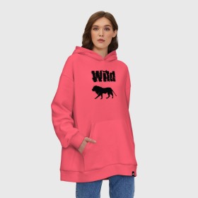 Худи SuperOversize хлопок с принтом wild lion в Петрозаводске, 70% хлопок, 30% полиэстер, мягкий начес внутри | карман-кенгуру, эластичная резинка на манжетах и по нижней кромке, двухслойный капюшон
 | wild lion | дикий лев