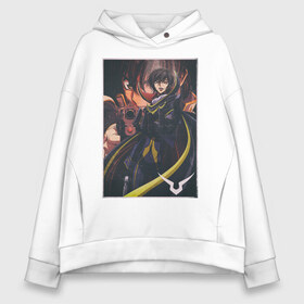 Женское худи Oversize хлопок с принтом CODE GEASS Lelouch в Петрозаводске, френч-терри — 70% хлопок, 30% полиэстер. Мягкий теплый начес внутри —100% хлопок | боковые карманы, эластичные манжеты и нижняя кромка, капюшон на магнитной кнопке | anime | lelouch | аниме | код гиас | кодгиас | лелуш