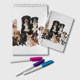 Блокнот с принтом Породистые собаки в Петрозаводске, 100% бумага | 48 листов, плотность листов — 60 г/м2, плотность картонной обложки — 250 г/м2. Листы скреплены удобной пружинной спиралью. Цвет линий — светло-серый
 | Тематика изображения на принте: animal | bernese | breed | bulldog | corgi | cute | dog | french | funny | jack | labrador | mountain dog | muzzle | paws | pug | puppy | spaniel | бернский | бульдог | джек рассел | животное | забавный | зенненхунд | корги | лабрадор | лапы | милый