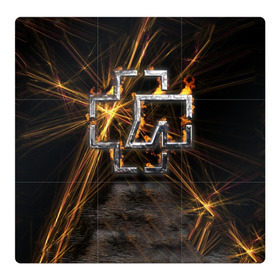 Магнитный плакат 3Х3 с принтом Rammstein в Петрозаводске, Полимерный материал с магнитным слоем | 9 деталей размером 9*9 см | Тематика изображения на принте: 3d | rammstein | германия | красный | логотип | рок | черный