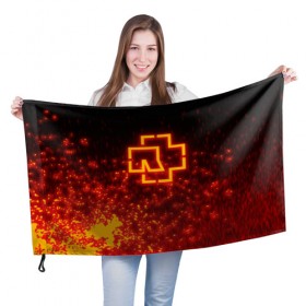 Флаг 3D с принтом RAMMSTEIN в Петрозаводске, 100% полиэстер | плотность ткани — 95 г/м2, размер — 67 х 109 см. Принт наносится с одной стороны | 