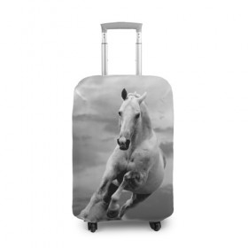 Чехол для чемодана 3D с принтом Белая лошадь в Петрозаводске, 86% полиэфир, 14% спандекс | двустороннее нанесение принта, прорези для ручек и колес | animal | beautiful | gloss | horse | mane | mustang | muzzle | nature | white | wild | белый | грива | дикий | животное | конь | красивый | лоск | лошадь | мустанг | природа | скакун