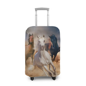 Чехол для чемодана 3D с принтом Табун в Петрозаводске, 86% полиэфир, 14% спандекс | двустороннее нанесение принта, прорези для ручек и колес | animal | beautiful | black | brown | desert | gloss | herd | horse | mane | mustang | muzzle | nature | sand | white | wild | белый | грива | дикий | животное | конь | коричневый | красивый | лоск | лошадь | мустанг | песок | природа | пусты