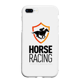 Чехол для iPhone 7Plus/8 Plus матовый с принтом Horse racing в Петрозаводске, Силикон | Область печати: задняя сторона чехла, без боковых панелей | animal | black | emblem | horse | rider | riding | slogan | sport | text | white | белый | езда | животное | конь | лошадь | наездник | слоган | спорт | текст | черный | эмблема