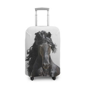 Чехол для чемодана 3D с принтом Лошадь в Петрозаводске, 86% полиэфир, 14% спандекс | двустороннее нанесение принта, прорези для ручек и колес | animal | beautiful | black | horse | mane | mustang | muzzle | wild | грива | дикий | животное | конь | красивый | лошадь | мустанг | скакун | черный