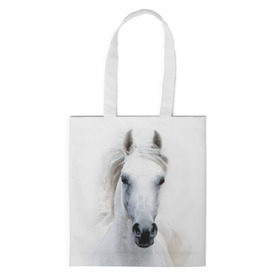 Сумка 3D повседневная с принтом Белая лошадь в Петрозаводске, 100% полиэстер | Плотность: 200 г/м2; Размер: 34×35 см; Высота лямок: 30 см | animal | beautiful | gloss | horse | mane | mustang | muzzle | white | wild | белый | грива | дикий | животное | конь | красивый | лоск | лошадь | мустанг | скакун
