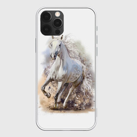 Чехол для iPhone 12 Pro Max с принтом Белая лошадь в Петрозаводске, Силикон |  | Тематика изображения на принте: animal | beautiful | drawing | horse | mane | muzzle | nature | white | wild | белый | грива | дикий | животное | конь | красивый | лошадь | природа | рисунок | скакун