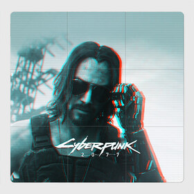 Магнитный плакат 3Х3 с принтом Cyberpunk 2077 в Петрозаводске, Полимерный материал с магнитным слоем | 9 деталей размером 9*9 см | Тематика изображения на принте: cyberpunk | cyberpunk 2077 | samurai | игры | киану ривз | киберпанк | самурай