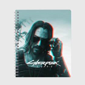 Тетрадь с принтом Cyberpunk 2077 в Петрозаводске, 100% бумага | 48 листов, плотность листов — 60 г/м2, плотность картонной обложки — 250 г/м2. Листы скреплены сбоку удобной пружинной спиралью. Уголки страниц и обложки скругленные. Цвет линий — светло-серый
 | cyberpunk | cyberpunk 2077 | samurai | игры | киану ривз | киберпанк | самурай