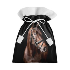 Подарочный 3D мешок с принтом Гнедая лошадь в Петрозаводске, 100% полиэстер | Размер: 29*39 см | Тематика изображения на принте: animal | beautiful | black | brown | eyes | gloss | harness | horse | look | muzzle | взгляд | глаза | гнедая | животное | конь | коричневый | красивый | лоск | лошадь | сбруя | скакун | черный