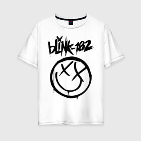 Женская футболка хлопок Oversize с принтом BLINK-182 в Петрозаводске, 100% хлопок | свободный крой, круглый ворот, спущенный рукав, длина до линии бедер
 | blink | music | rock | блинк | группа | музыка | музыканты | рок
