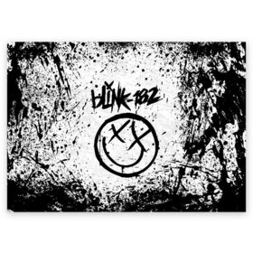 Поздравительная открытка с принтом BLINK-182 в Петрозаводске, 100% бумага | плотность бумаги 280 г/м2, матовая, на обратной стороне линовка и место для марки
 | Тематика изображения на принте: blink | music | rock | блинк | группа | музыка | музыканты | рок