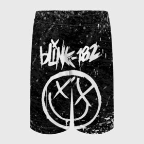 Детские спортивные шорты 3D с принтом BLINK-182 в Петрозаводске,  100% полиэстер
 | пояс оформлен широкой мягкой резинкой, ткань тянется
 | Тематика изображения на принте: blink | music | rock | блинк | группа | музыка | музыканты | рок