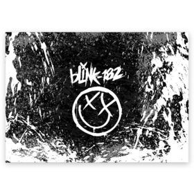 Поздравительная открытка с принтом BLINK-182 в Петрозаводске, 100% бумага | плотность бумаги 280 г/м2, матовая, на обратной стороне линовка и место для марки
 | Тематика изображения на принте: blink | music | rock | блинк | группа | музыка | музыканты | рок