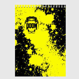 Скетчбук с принтом Doom Enternal в Петрозаводске, 100% бумага
 | 48 листов, плотность листов — 100 г/м2, плотность картонной обложки — 250 г/м2. Листы скреплены сверху удобной пружинной спиралью | Тематика изображения на принте: 3d | doom enternal | игра | компьютерная | логотип | темный | шутер