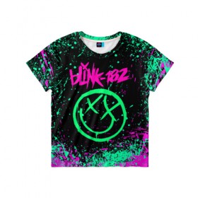 Детская футболка 3D с принтом BLINK-182 в Петрозаводске, 100% гипоаллергенный полиэфир | прямой крой, круглый вырез горловины, длина до линии бедер, чуть спущенное плечо, ткань немного тянется | blink | music | rock | блинк | группа | музыка | музыканты | рок