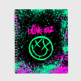 Тетрадь с принтом BLINK-182 в Петрозаводске, 100% бумага | 48 листов, плотность листов — 60 г/м2, плотность картонной обложки — 250 г/м2. Листы скреплены сбоку удобной пружинной спиралью. Уголки страниц и обложки скругленные. Цвет линий — светло-серый
 | Тематика изображения на принте: blink | music | rock | блинк | группа | музыка | музыканты | рок