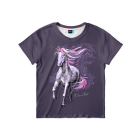 Детская футболка 3D с принтом Dream Big в Петрозаводске, 100% гипоаллергенный полиэфир | прямой крой, круглый вырез горловины, длина до линии бедер, чуть спущенное плечо, ткань немного тянется | animal | drawing | dream | fairytale | horn | magic | mane | purple | slogan | text | unicorn | волшебство | грива | единорог | животное | магия | мечта | рисунок | рог | сказочный | слоган | текст | фиолетовый