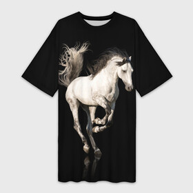 Платье-футболка 3D с принтом Серный в яблоках конь в Петрозаводске,  |  | animal | beautiful | black | gloss | horse | mane | mustang | muzzle | white | wild | белый | в яблоках | грива | дикий | животное | конь | красивый | лоск | лошадь | мустанг | серый | скакун | черный
