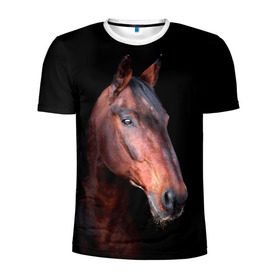 Мужская футболка 3D спортивная с принтом Гнедая лошадь в Петрозаводске, 100% полиэстер с улучшенными характеристиками | приталенный силуэт, круглая горловина, широкие плечи, сужается к линии бедра | animal | beautiful | black | brown | chocolate | eyes | gloss | horse | look | muzzle | portrait | взгляд | глаза | животное | конь | коричневый | красивый | лоск | лошадь | портрет | скакун | черный | шоколадный