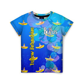 Детская футболка 3D с принтом The Beatles (2) в Петрозаводске, 100% гипоаллергенный полиэфир | прямой крой, круглый вырез горловины, длина до линии бедер, чуть спущенное плечо, ткань немного тянется | beatles | music | rock | the beatles | yellow submarine | битлз | джон леннон | легенда | музыка | пит бест | рок