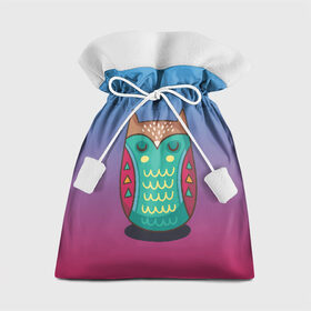 Подарочный 3D мешок с принтом Мудрая сова в Петрозаводске, 100% полиэстер | Размер: 29*39 см | Тематика изображения на принте: арт | милая | милый | мудрая | перья | птенец | птица | птичка | сова | совенок | совушка