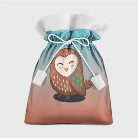 Подарочный 3D мешок с принтом Совушка в Петрозаводске, 100% полиэстер | Размер: 29*39 см | арт | милая | милый | мудрая | перья | птенец | птица | птичка | сова | совенок | совушка