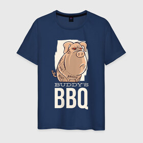 Мужская футболка хлопок с принтом Злая Свинка в Петрозаводске, 100% хлопок | прямой крой, круглый вырез горловины, длина до линии бедер, слегка спущенное плечо. | bbq | барбекю | еда | мясо | свинина | свиньи | свинья | шашлык