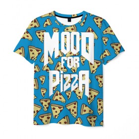 Мужская футболка 3D с принтом Mood Pizza Doom в Петрозаводске, 100% полиэфир | прямой крой, круглый вырез горловины, длина до линии бедер | Тематика изображения на принте: cacodemon | doom | eternal | pizza | вечность | вечный | дум | итёрнал | какодемон | пицца | этернал