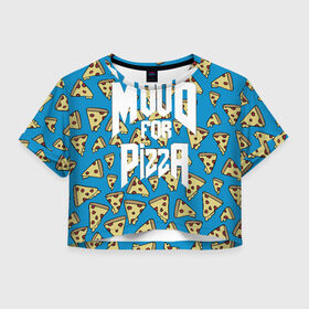 Женская футболка Cropp-top с принтом Mood Pizza Doom в Петрозаводске, 100% полиэстер | круглая горловина, длина футболки до линии талии, рукава с отворотами | cacodemon | doom | eternal | pizza | вечность | вечный | дум | итёрнал | какодемон | пицца | этернал