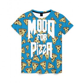 Женская футболка 3D с принтом Mood Pizza Doom в Петрозаводске, 100% полиэфир ( синтетическое хлопкоподобное полотно) | прямой крой, круглый вырез горловины, длина до линии бедер | Тематика изображения на принте: cacodemon | doom | eternal | pizza | вечность | вечный | дум | итёрнал | какодемон | пицца | этернал