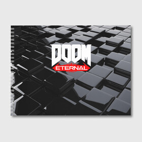 Альбом для рисования с принтом Doom Blocks в Петрозаводске, 100% бумага
 | матовая бумага, плотность 200 мг. | Тематика изображения на принте: cacodemon | doom | eternal | вечность | вечный | дум | итёрнал | какодемон | этернал